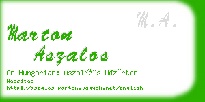 marton aszalos business card